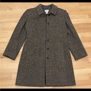 LOFT Brown Herringbone Trench Coat